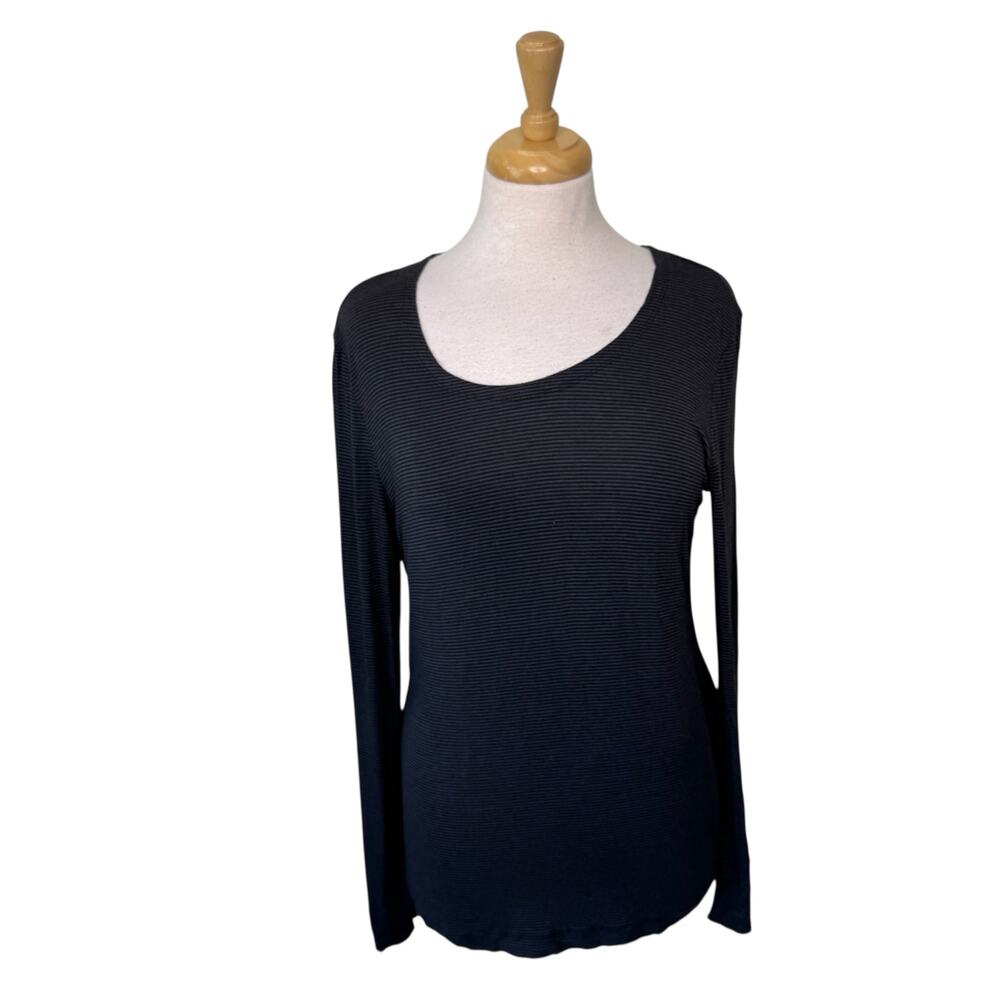 OSKA Gray Striped Scoop Neck Long Sleeve Tee Size 0 / Small